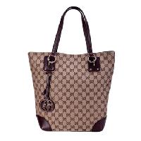 GUCCI 古驰 女士全LOGO棕色棕边织物肩包 2472374CLG9794 HY